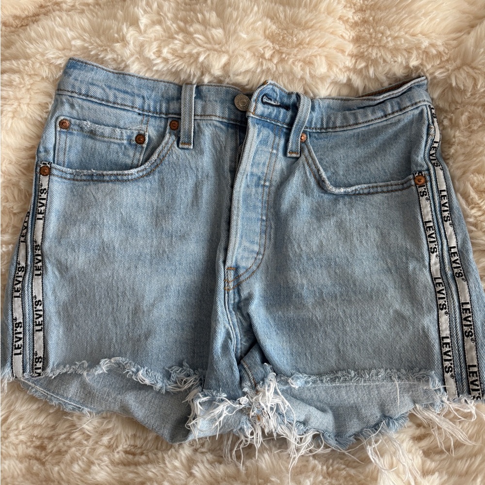 Levi's Light Blue Jean Shorts with Logo Trim